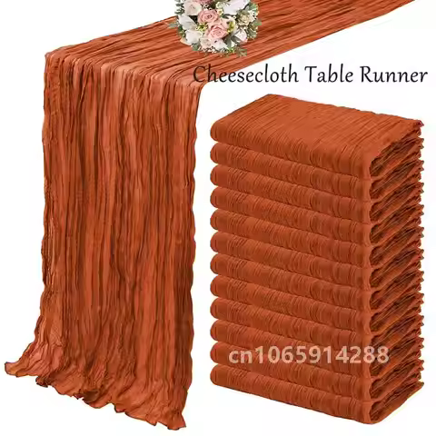 1/2/5/10/20Pcs Wedding Table Runner Terracotta Gauze Table Runner 35x120 Inch Boho Cheesecloth Table