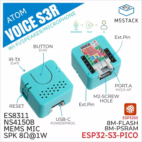 M5Stack Official ATOM VoiceS3R Smart Speaker Dev Kit For Home Assistant Voice Control Programmable I