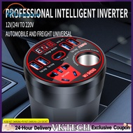 【Local Shipment】200W Car Voltage Converter 4 USB 1 Type-C Port Car Charger Power Adapter Car Plug Ad