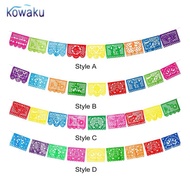 [Ababixa] Mexican Party Banner Fiesta Hanging Banner Colorful 9 Patterns 15 Feet Long Bunting Mexica