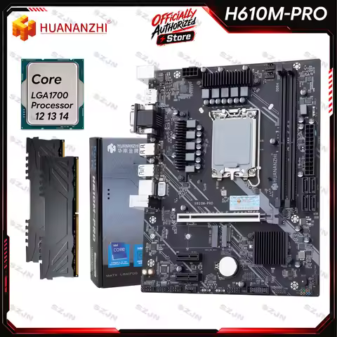 HUANANZHI H610M-PRO Motherboard Set Intel Core i5 12400F 13400F CPU DDR4 16GB 32GB RAM DIY Kit M.2 N