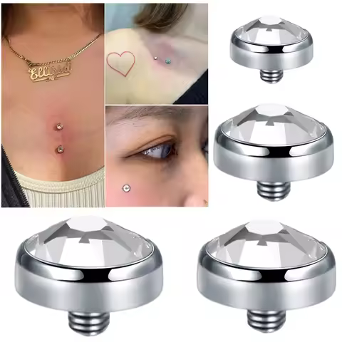 10pcs/lot Titanium CZ Crystal Micro Dermal Piercings Micro Dermal Anchor Top Skin Diver Hide In Surf