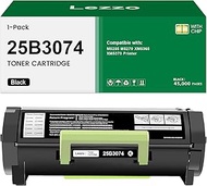 25B3074 Black Toner Cartridge 1-Pack with New Chip Remanufactured 25B3074 Toner Replacement for Lexm