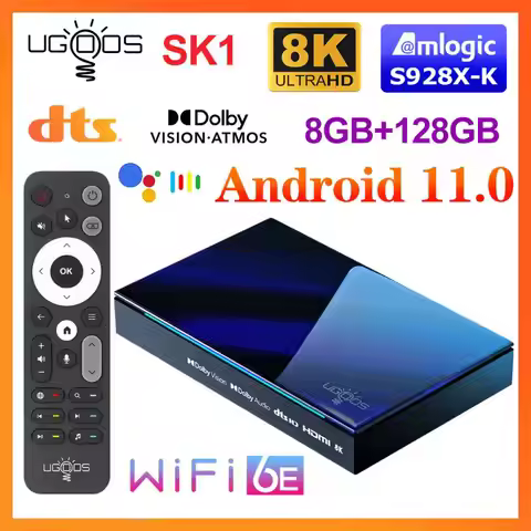 Amlogic S928X-K Android 11.0 8K Media Player Dolby Vision UGOOS SK1 TV BOX Audio ATMOS DTS HD Widevi
