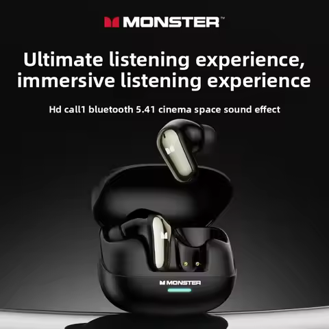 New Monster MQT52 TWS Wireless Bluetooth 5.4 Headset HIFI Stereo Music Gaming Earphones Talking Nois
