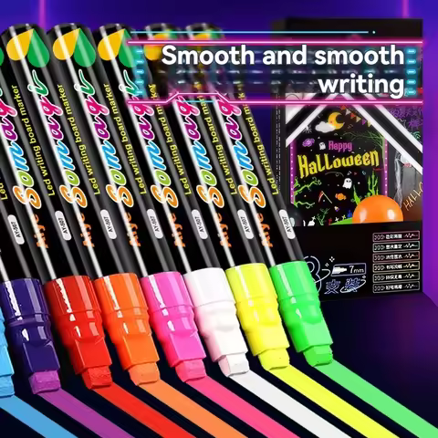 8 Colors Liquid Erasable Chalk Markers Pens Washable & Wet Erase Neon Art Makers for Blackboard Chal