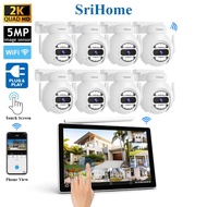 5MP SriHome WiFi NVR 8CH Touch Screen Set + 8x PTZ Cameras – 2K HD, Night Vision, Two-Way Audio, NVS