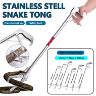 150cm/120cm/75cm Snake Catcher Stainless Steel Snake Tong Reptile Grabber Universal Snake Clamp Penangkap Tweezers Stick