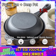 18cm Cast Iron Dutch Oven Pot with Skillet Lid Cooking Pan for Cooking Bread Baking