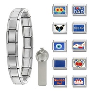 Blue Combination Charm Fit Italian Charm Links 9mm Stainless Steel Bracelet Jewelry DIY Making Diy F