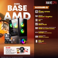 iHAVECPU คอมประกอบ BASED5AMD-26 AMD RYZEN 7 8700G 4.2GHz 8C/16T / ONBOARD Radeon™ Graphics (อัพเกรดการ์ดจอติดต่อ ADMIN) / ASUS PRIME B650 PLUS / KINGSTON FURY BEAST x iHAVECPU 16GB (8x2) DDR5 5200MHz BLACK / SAMA PHS X7 (BLACK)(ATX)