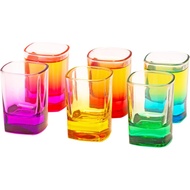 Colored Shot Glass (Set Of 6 1.75 oz) Heavy Base Shot Glasses, Glass Shot Cups for Whiskey, Tequila,