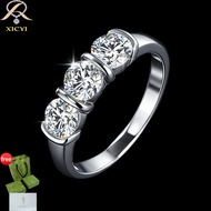 XICYI 0.5ct * 3 Real Moissanite Ring with GRA Certificate Luxury Diamond Engagement Ring In S925 Ste