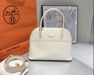 Hermes 奶昔白 bolide 27 保齡球包  A刻 金扣