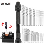 KIPRUN 49pcs Mini Micro Aluminum Hand Drill With Keyless Chuck HSS Twist Drill Bit Woodworking Drill