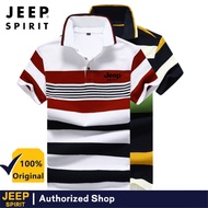 JEEP SPIRIT summer short sleeve anti pilling T-shirt men's lapel slim youth stripe polo shirt men's clothing