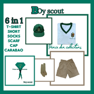 BOY SCOUT UNIFORM SET (8 in 1) T-SHIRT / SHORTS / CAP / CARABAO / SCARF / SOCKS / BELT / KIDZ TO ADU