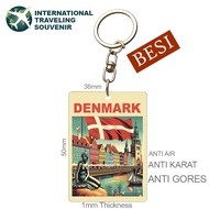 GANTUNGAN Denmark Iron Keychain Denmark Souvenir Keychain Bag Keychain
