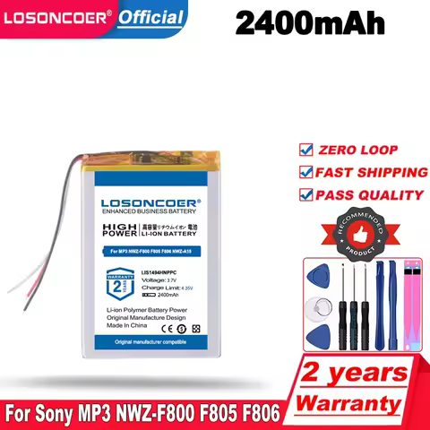 LOSONCOER 2400mah LIS1494HNPPC Battery For Sony MP3 NWZ-F800 F805 F806 NWZ-A15 NWZ-A16 NWZ-A17 LIS14