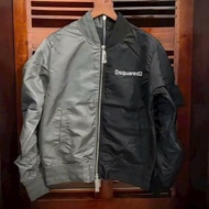 DSQUARED2 Two-Color 2-Piece Dark Gray Bomber Jacket - Extremely Beautiful 2-Layer OuterJacket with M