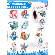 500 Stickers/Roll Mermaid Stickers Cartoon Cute Mermaid Reward Stickers Kindergarten Reward Label St