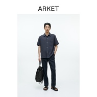 ARKET Men's Cotton Heavyweight Short Sleeve Shirt - Dark Blue 2023