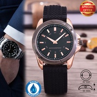 Swiss Army Jam Tangan Pria Keren Murah Strap Karet Hitam Bintik SA 3821 Rosegold Hitam