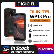 OUKITEL WP18 Pro Rugged Smartphone [12500mAh] (2023) 5.93" Rugged Phone Android 12, 4GB + 64GB/1TB,13MP Camera, IP68 Waterproof Unlocked Mobile Phones, T-Mobile Cell Phone 4G Dual SIM,OTG/NFC/GPS