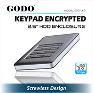 GODO KEYPAD ENCRYPTED 2.5" HDD Enclusure USB3.0 Screwless design (GD25LK01)