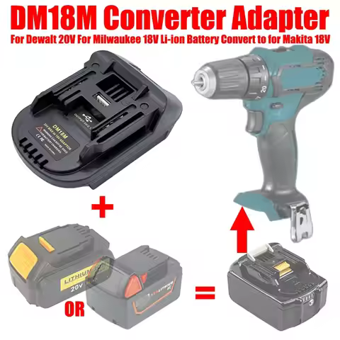 DM18M Battery Adapter for Dewalt 18V-20V & for Milwaukee 18V M18 Lithium Batteries To Work for Makit