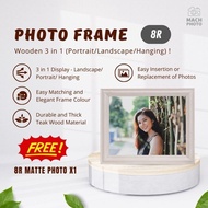 【Mach Photo】8R N-Shaped Wooden Photo Frame White Wash Landscape Portrait Hanging Free 8R Matte Photo