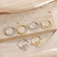 cincin perempuan cincin emas 916 Amazon Hot Sale Love Opal Zircon Ring ins Style Unique Fashion Copp