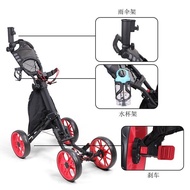 Golf Trolley Trolley Four-Wheel Foldable Aluminum Alloy Ball Trolley Golf Trolley Stadium Supplies
