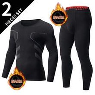 2pcs Men's Thermal Underwear Set, Autumn/Winter Long Johns Shirt + Pants Adult Crew Neck Thermal Clo