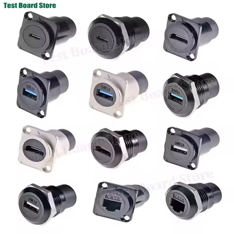 1pcMetal DType Circular Module RJ45 CAT6&USB 2.0/3.0&Type C&HDMI-Jack Socket Through Network Panel M