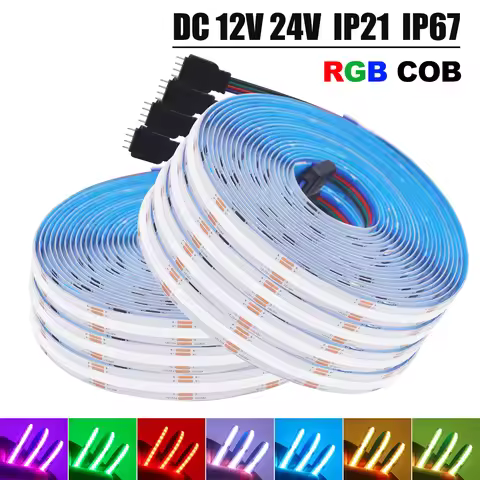 IP67 Waterproof IP21 RGB COB LED Strip DC 12V 24V 576 840LEDs/M TV BackLight Home Decoration Led Tap