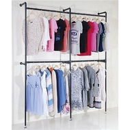 Clothing Store Display Rack Wall-Hanging Clothes Hanger Floor To Ceiling Drying Rack 2 Layer Hanger Rak Baju Ampaian Baju