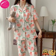 ENWEN Women Three-in-one Korean fashion Short-Sleeve Polo and Pajama with Shorts,  Casual Cotton Printed Ladies Pajamas Set, Sleepwear for woman, ladies terno pajama