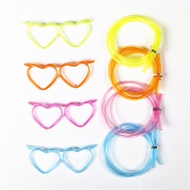 Funny Creative Children Glasses Shape Straws Crazy Funny DIY Straws Glasses Straws