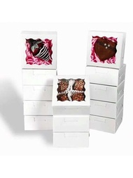 50入組3.2 x 3.2 x 1.5 英寸松露盒，可放置4個巧克力盒，小型餅乾盒，肥皂盒，甜甜圈盒，馬卡龍盒，向心餅盒等，帶有窗戶的小型烘焙盒，適用於聚會和假期活動