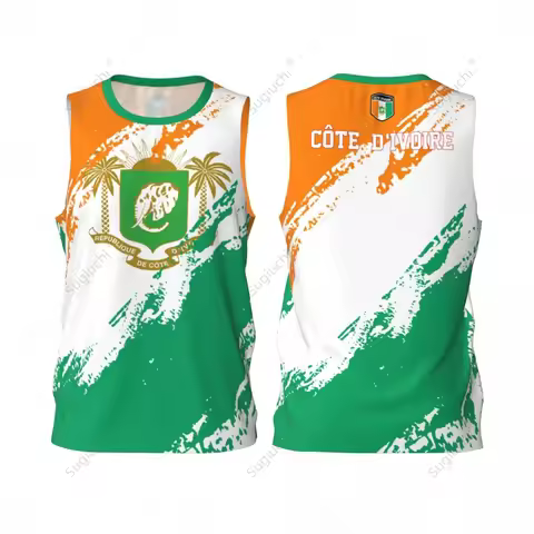 Men Basketball Sports Cote D'Ivoire Flag Running Fitness Multifunction Jersey Sleeveless shirt Custo
