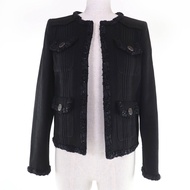 成色極佳的香奈兒 (CHANEL) P55644V42006 100% 純棉牛仔夾克，飾有品牌標誌紐扣，顏色，黑色，尺碼 36，法國製造，女款