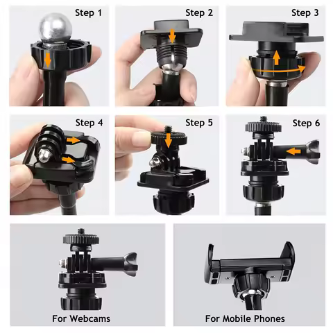 Flexible Desk Mount Gooseneck Clamp Webcam Stand for Gopro/Logitech C925e C922x