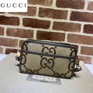 LV_ Bags Gucci_ Bag Handbags Apricot Cloth Shoulder 696075 Woman Embossing Handbag M5US