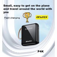 2023 Hot Product Awei P4K 10000mAh Powerbank Fast Charging Power Bank 10000 mAh 4 in 1 With Micro Type C Cable For Phone