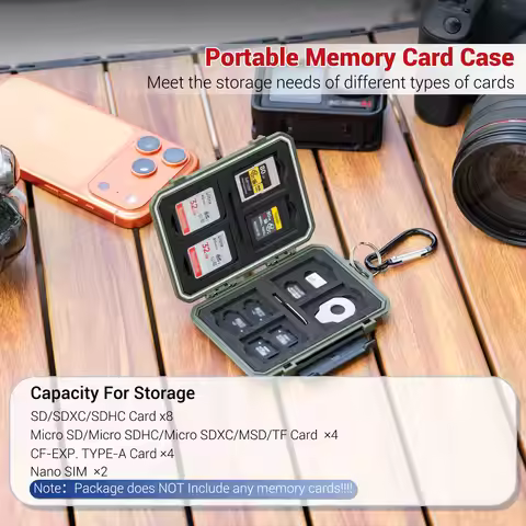 18 Slot Waterproof Memory Card Case for 8 SD SDHC SDXC Cards+4 Micro SD SDHC SDXC TF MSD Cards+4 CFe