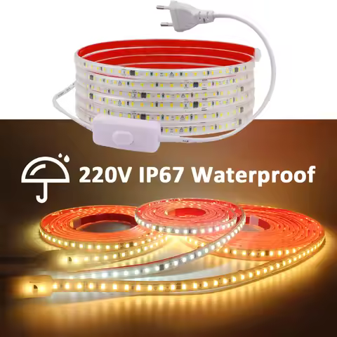 AC 220V Waterproof LED Strip Light SMD 2835 120LEDs/m 1M 2M 5M 8M 10M 20M Flexible Ribbon Tape Lamp 