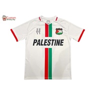 Palestine Football Jersey 2023 Retro Collar Jersey Bola Futsal White Black Centre Striped Soccer Shirt Country Retro Bu Berkolar Viral Jersi Murah Malaysia Short Sleeve Unisex