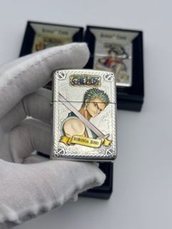 包郵Zippo鍍銀「海賊王索隆」立體雕刻防風煤油黃銅盔甲加厚打火機禮物