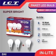 Inlite LED Bulb Package INB007 contents 3pcs - InLite Package INB007 5W, 7W, 9W, 12W, 15W, 18W